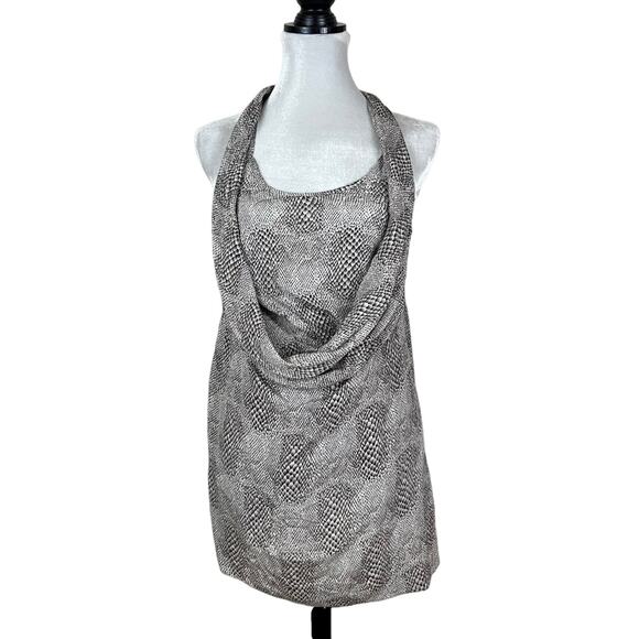 NWT Anthropologie Drew Silk Python Print Drape Front Halter Tunic Top Size XS - Picture 1 of 10
